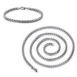 Chavin 4 mm. Gri Çelik Erkek Bileklik Zincir Takım er34-4