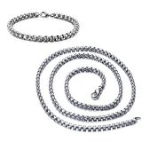 Chavin 5 mm. Gri Çelik Erkek Bileklik Zincir Takım er34-5