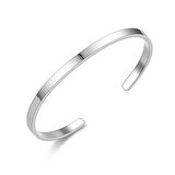 Chavin 4 mm. Gri ince Kelepçe Dizayn Çelik Erkek Bileklik et36by
