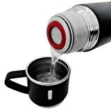 304 L Çelik Mat Siyah 500 ml Bardaklı Kahve Termos Mug cin408sy