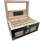 Falconetti Siyah 2 Katlı Camlı Dijital Humidor Puro Kutusu rc59sy