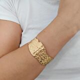 Chavin Gold Kalın Kelepçe Dizayn Çelik Bayan Bileklik et80sr