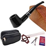 Falconetti Siyah Parlak Sandalwood Bilezikli Ahşap Pipo Seti rc98-takim