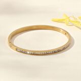 Chavin 4 mm Gold Çelik Taşlı Bayan Kelepçe Bileklik eu11sr