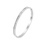 Chavin 4 mm Silver Çelik Taşlı Bayan Kelepçe Bileklik eu11by