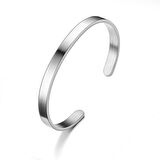Chavin 6 mm. Gri Kelepçe Dizayn Çelik Erkek Bileklik et36by-6