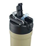 304 L Çelik Krem 500 ml  Pipetli Spor Suluk Matara cin482by