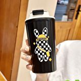 316 L Çelik Siyah Tavşan Figür 400 ml Kahve El Termos Mug cin483sy