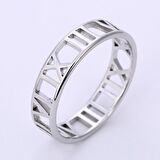 Chavin 6 mm. Çelik Gri Roma Rakam Bayan Yüzük eu32by