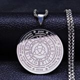 Chavin Çelik Gri Yuvarlak 12 Takım Yıldızı Astroloji Burç Unisex Kolye eu42