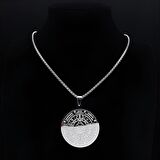 Chavin Çelik Gri Yuvarlak 12 Takım Yıldızı Astroloji Burç Unisex Kolye eu42