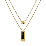 Chavin Çelik Gold 2 kolyeli 2 Zincirli Bayan Kolye eu46sr