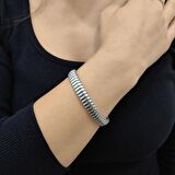 Chavin Gri Parlak 9 mm Lastikli Unisex Çelik Bileklik eu72