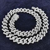 Chavin 15 mm. Gri Kalın 60 cm. Taşlı Alloy Erkek Zincir eu78by