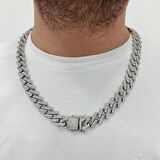Chavin 15 mm. Gri Kalın 60 cm. Taşlı Alloy Erkek Zincir eu78by
