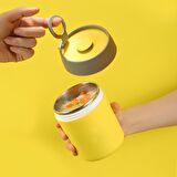 304 Çelik Sarı 500 ml Yemek Mama Saklama Kabı cin560sr