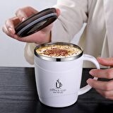 304 L Çelik Beyaz Sıcak Soğuk 500 ml Kahve El Termos Kupa Mug cin558by