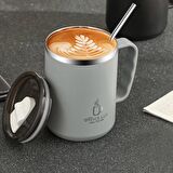 304 L Çelik Gri Sıcak Soğuk 500 ml Kahve El Termos Kupa Mug cin557gr