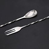 304 Çelik 32 cm uzun Çift Başlı Çatallı Kokteyl Karıştırma Barmen Kaşığı cin582