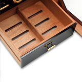 Falconetti Çekmeceli 3 Katlı Siyah Sedir Humidor Puro Kutusu rd10