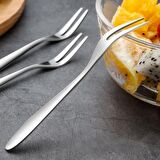 304 Çelik 12 Adet 13 cm İki Dişli  Meyve Tatlı Ve Kek Çatalı cin567by-12