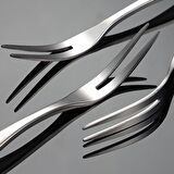 304 Çelik 12 Adet 13 cm İki Dişli  Meyve Tatlı Ve Kek Çatalı cin567by-12