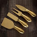 Paslanmaz Çelik 4 Parça Gold Peynir Bıçağı Seti Peynir Dilimleyici cin620sr