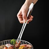 Çelik 28 cm. Silver Et Cımbızı Mutfak Biftek Barbekü Ve Ekmek Maşası cin625by