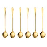 Paslanmaz Çelik Gold 6 Adet 18 cm Uzun Tatlı Latte ve Dondurma Kaşığı cin510sr-6