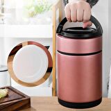 Pembe 304 Çelik 1800 ml Vakum Yemek Mama Saklama Termosu Sefertası cin725pm