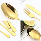Çelik 24 Parça 6 Kişilik Gold Yemek Kaşık Çatal Bıçak Seti cin736sr