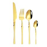 Paslanmaz Çelik 24 Parça 6 Kişilik Gold Yemek Kaşık Çatal Bıçak Set cin738sr