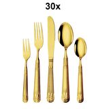 Çelik 30 Parça 6 Kişilik Gold Yemek Kaşık Çatal Bıçak Set cin740sr
