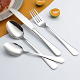 Çelik 24 Parça 6 Kişilik Yumurta Gri Yemek Kaşık Çatal Bıçak Set cin741by