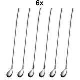 Çelik 6 Adet 22 cm Kokteyl Kahve Latte Karıştırma Barmen Kaşığı cin759by-6