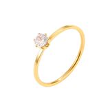 Chavin 4 mm Parlak Gold Tek Taş Bayan Çelik Yüzük ev31sr