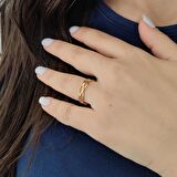 Chavin Çelik Gold Sarmal Model Kadın Yüzük ev29sr