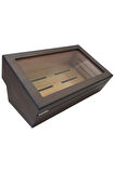 Falconetti Kahverengi Çekmeceli Camlı Humidor Puro Kutusu rc15x