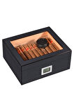 Falconetti Karbon Fiber Camlı Dijital Humidor Puro Kutusu rd06x