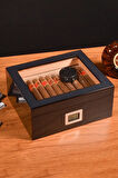Falconetti Karbon Fiber Camlı Dijital Humidor Puro Kutusu rd06x