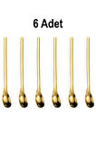 304 Çelik 6 Adet 15,5 cm Gold Kahve Latte Meyvesuyu Kokteyl Barmen Kaşığı cin942