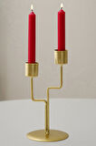 2 li Metal Asimetrik Gold Şamdan Dekoratif Mumluk cin993sr