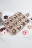 Karbon Çelik 12 li Çiçek Şekil  Donut Kek Pişirme Kalıbı mt122