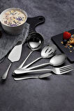7 Parça Çelik Silver Sunum Servis Kaşığı Kaşık Çatal Bıçak Spatula Seti mt154