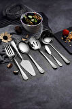 7 Parça Çelik Silver Sunum Servis Kaşığı Kaşık Çatal Bıçak Spatula Seti mt154