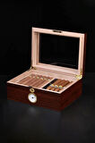 Falconetti Kahverengi Camlı 2 Katlı Humidor Puro Kutusu rd46
