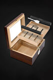 Falconetti Kahverengi Camlı 2 Katlı Humidor Puro Kutusu rd46