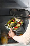 3 Adet 304 Çelik 550-850-1800 ml Yemek Meyve Et Buzdolabı Beslenme Saklama Kabı 