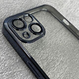 İPHONE 12 PRO MAX UYUMLU GARAJ ARKA ŞEFFAF KAMERA LENS KORUMALI SERT KILIF KENARLAR SİYAH