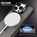 İPHONE 12 UYUMLU MAT LENSLİ STANDLI MAGSAFE KILIF SİYAH